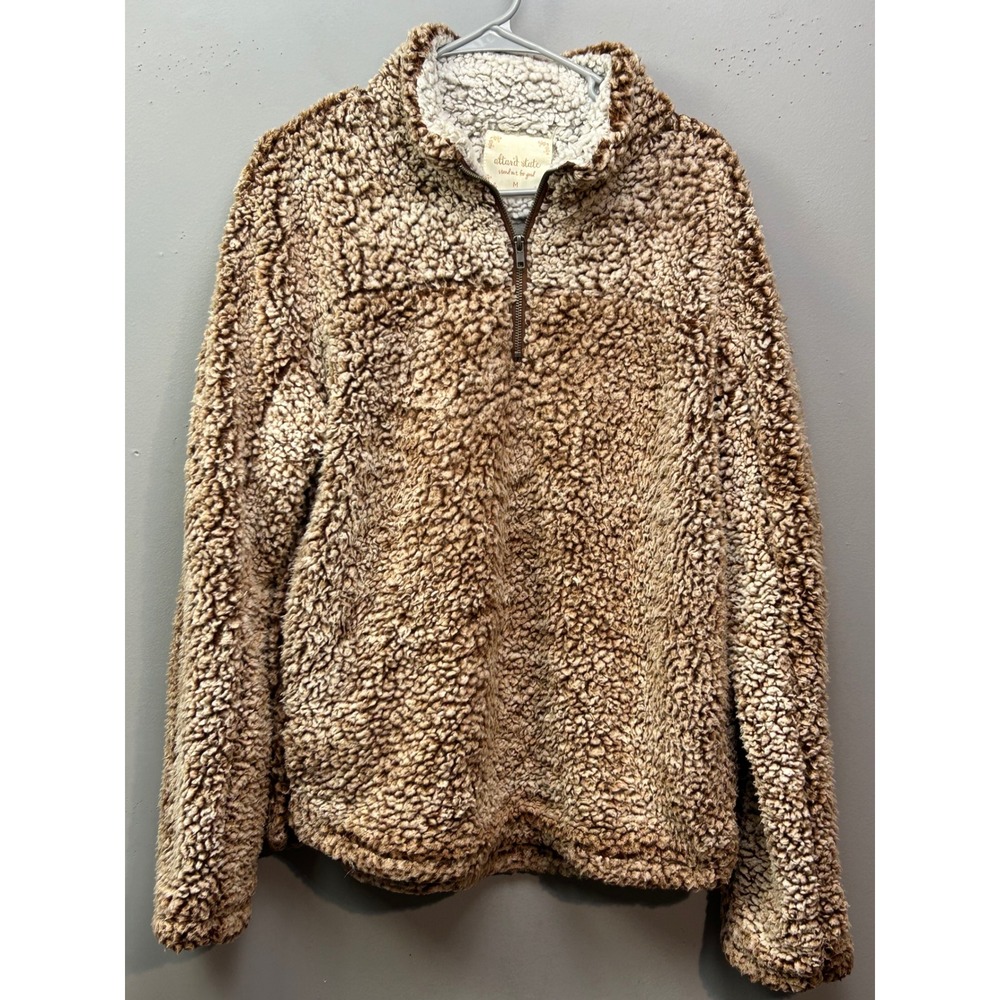Altard State Brown Bear Sherpa Fleece Quarter Zip Pullover Womens Medium